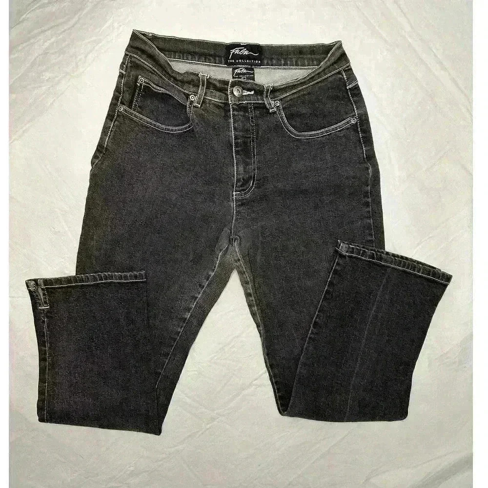 FUBU Collection Y2K Womens Size 7/8 Black Pants Jeans Logo - Picture 2 of 12
